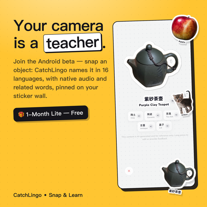 CatchLingo beta giveaway: join the Android closed beta and get 1 month of Lite free